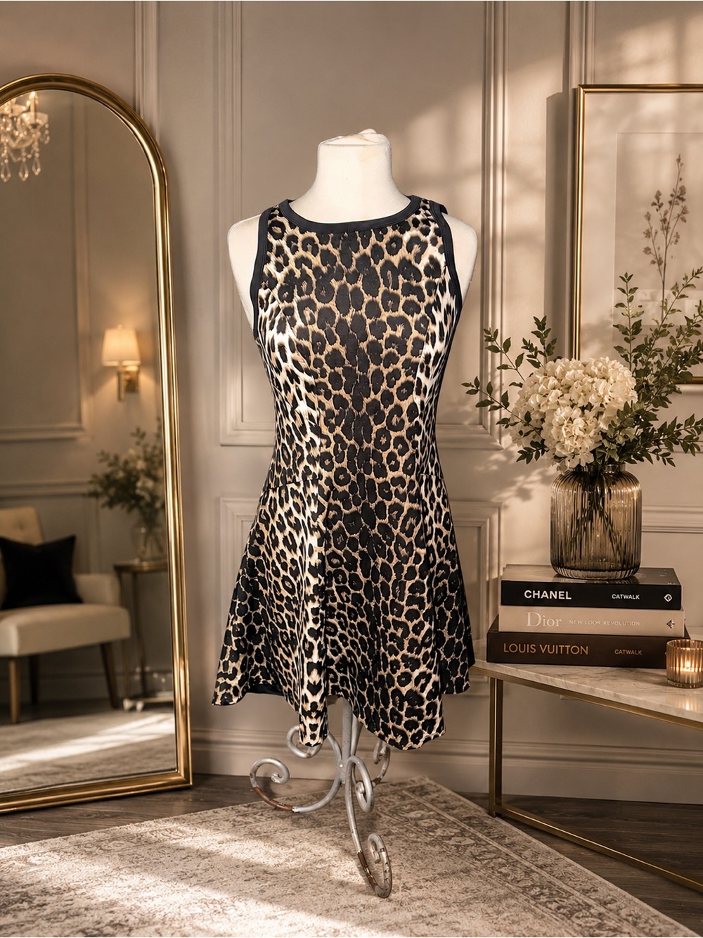 Karen Kane Leopard Print Fit & Flare Dress – Size Medium